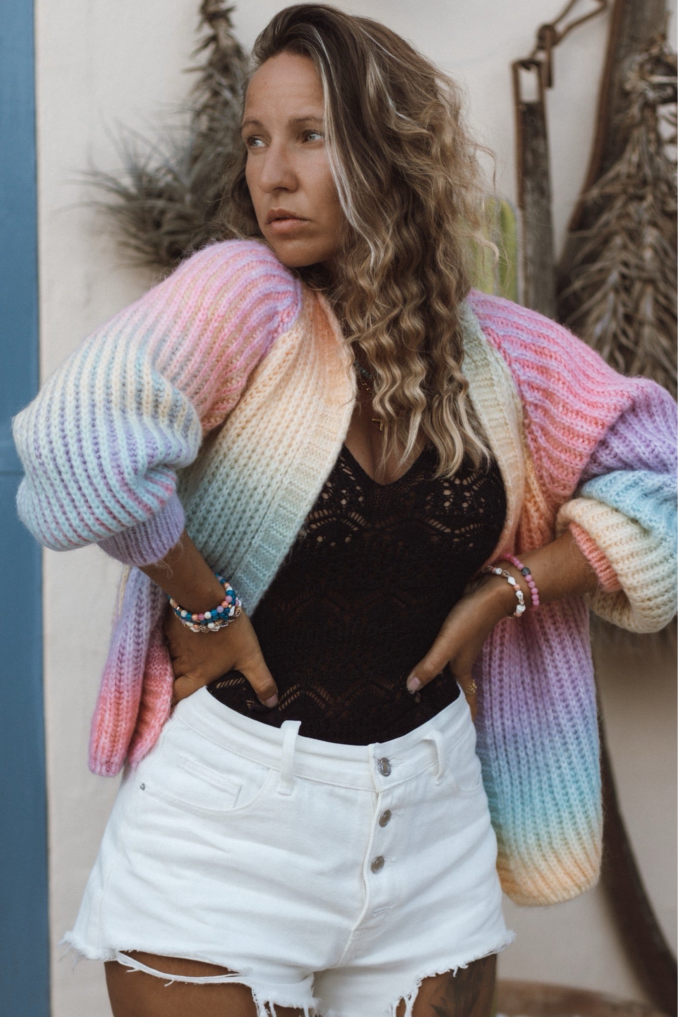 Venus – Oversized Cardigan Rainbow – LACLARA mediterrane Mode