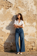 Wide-Leg Jeans Blau High Waist – LACLARA mediterrane Mode