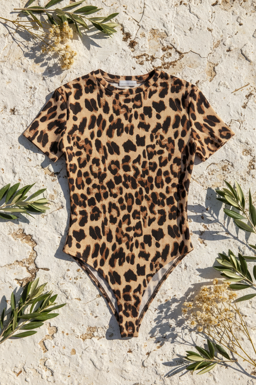 Body Leopard Print Kurzarm – LACLARA mediterrane Mode