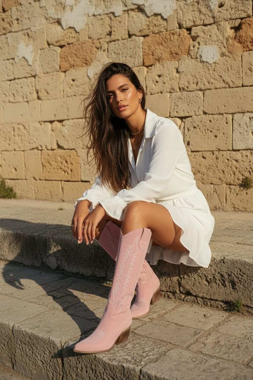 Chiffon Minirock Weiß mit Volant – LACLARA mediterrane Mode