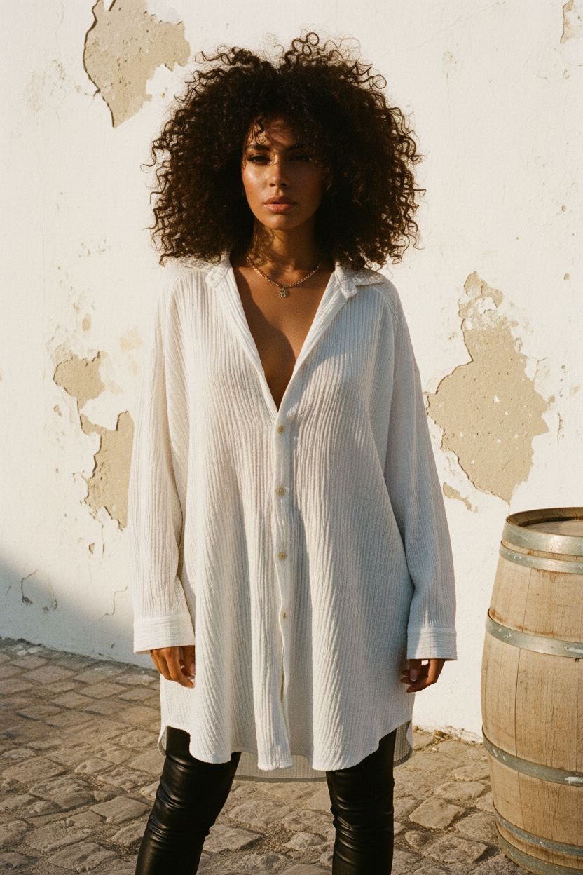 Weiße Musselin Bluse - Look 6