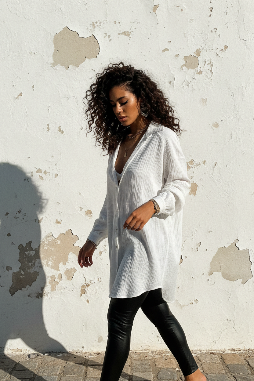 Weiße Musselin Bluse - Look 7