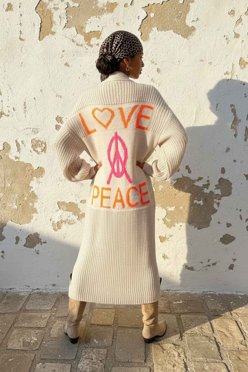Oversized Maxi Cardigan Love & Peace