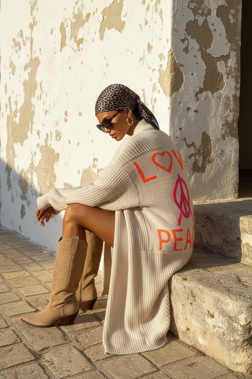 Oversized Maxi Cardigan Love & Peace – LACLARA mediterrane Mode