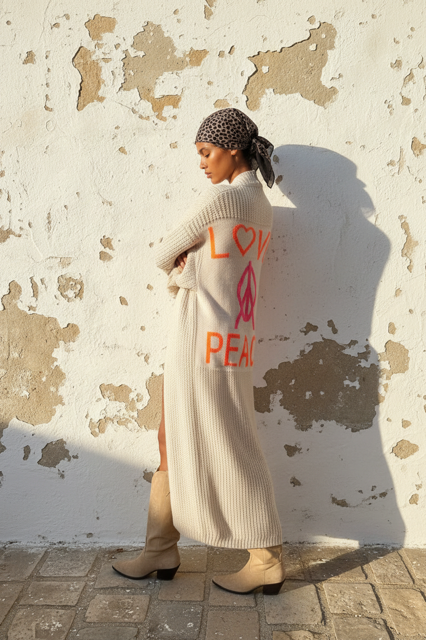 Oversized Maxi Cardigan Love & Peace – LACLARA mediterrane Mode