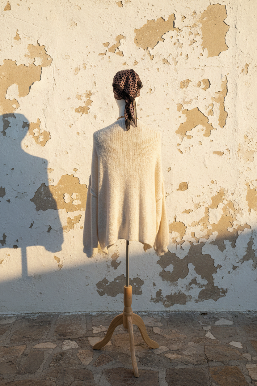 Oversized Cardigan Beige - Rückansicht Mannequin