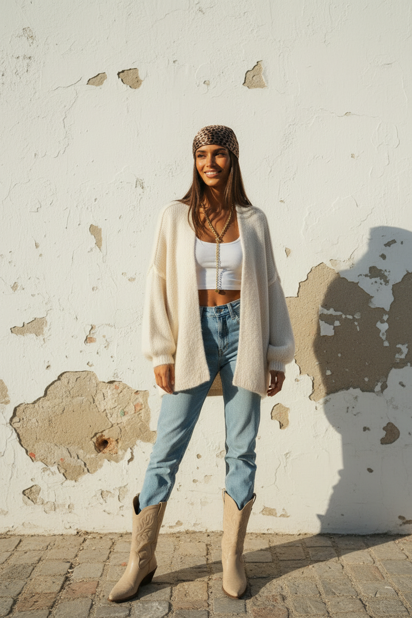 Oversized Cardigan Beige - Detail 3