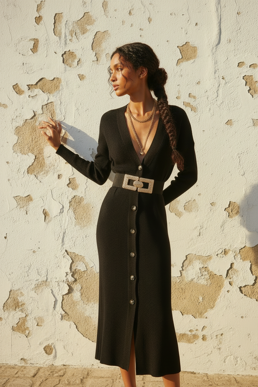 Strickkleid mit Model – Detailansicht