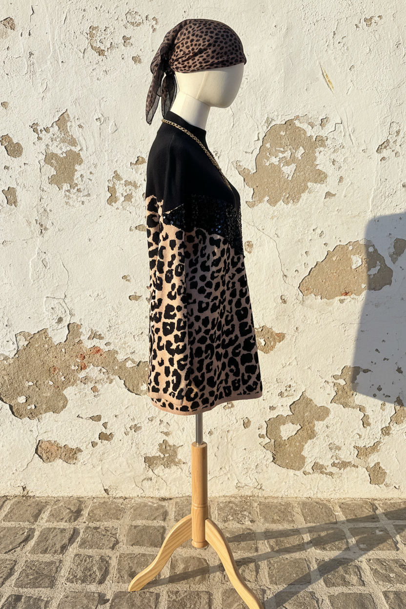 Strickkleid Leopard – Model Frontansicht