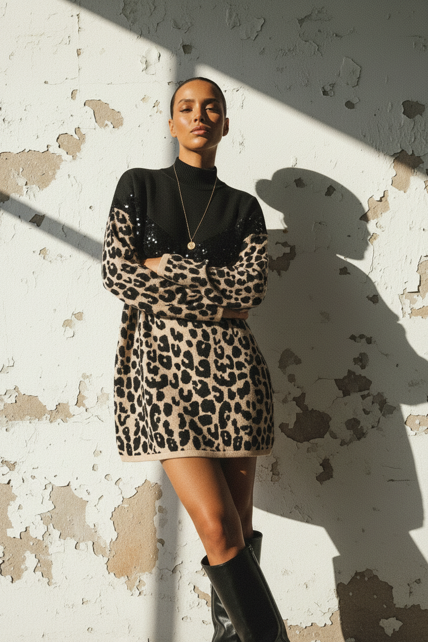 Strickkleid Leopard – Foto 8