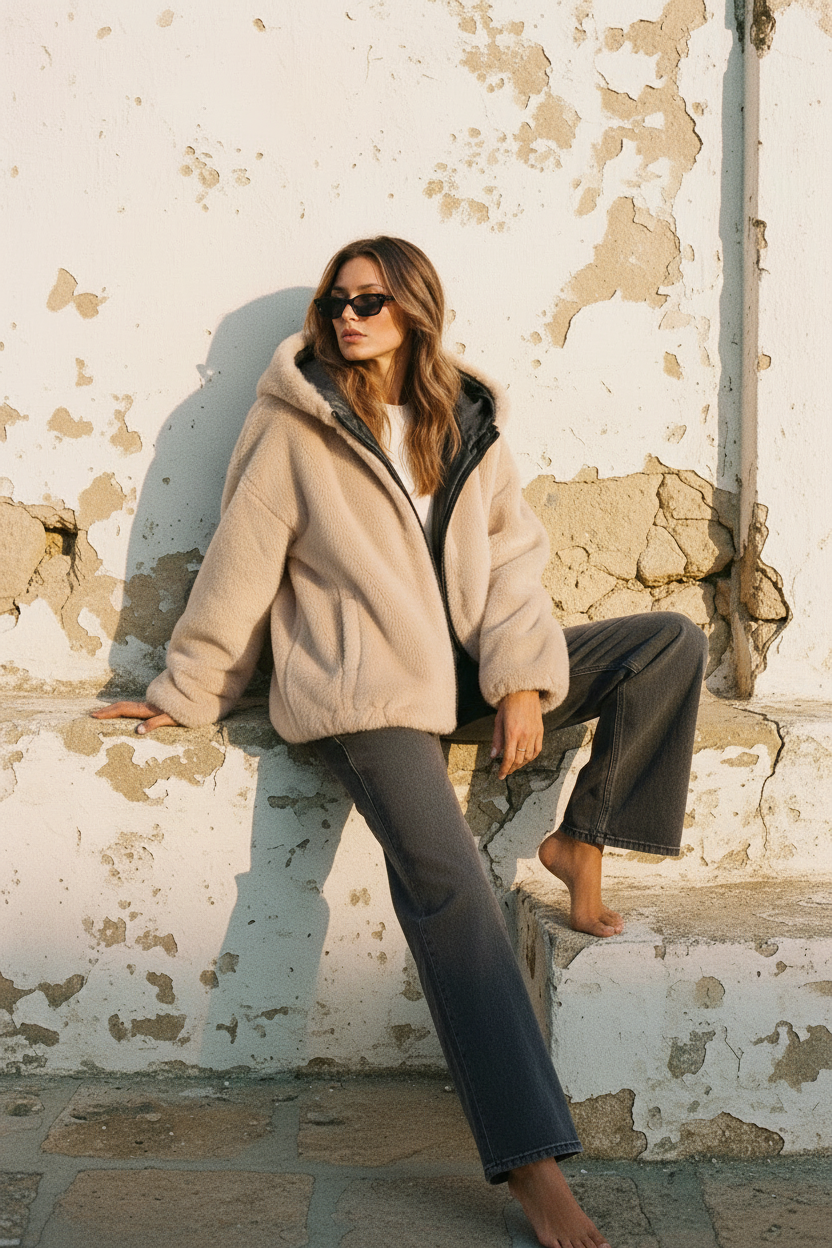 Wendejacke mit Tasche – Streetstyle