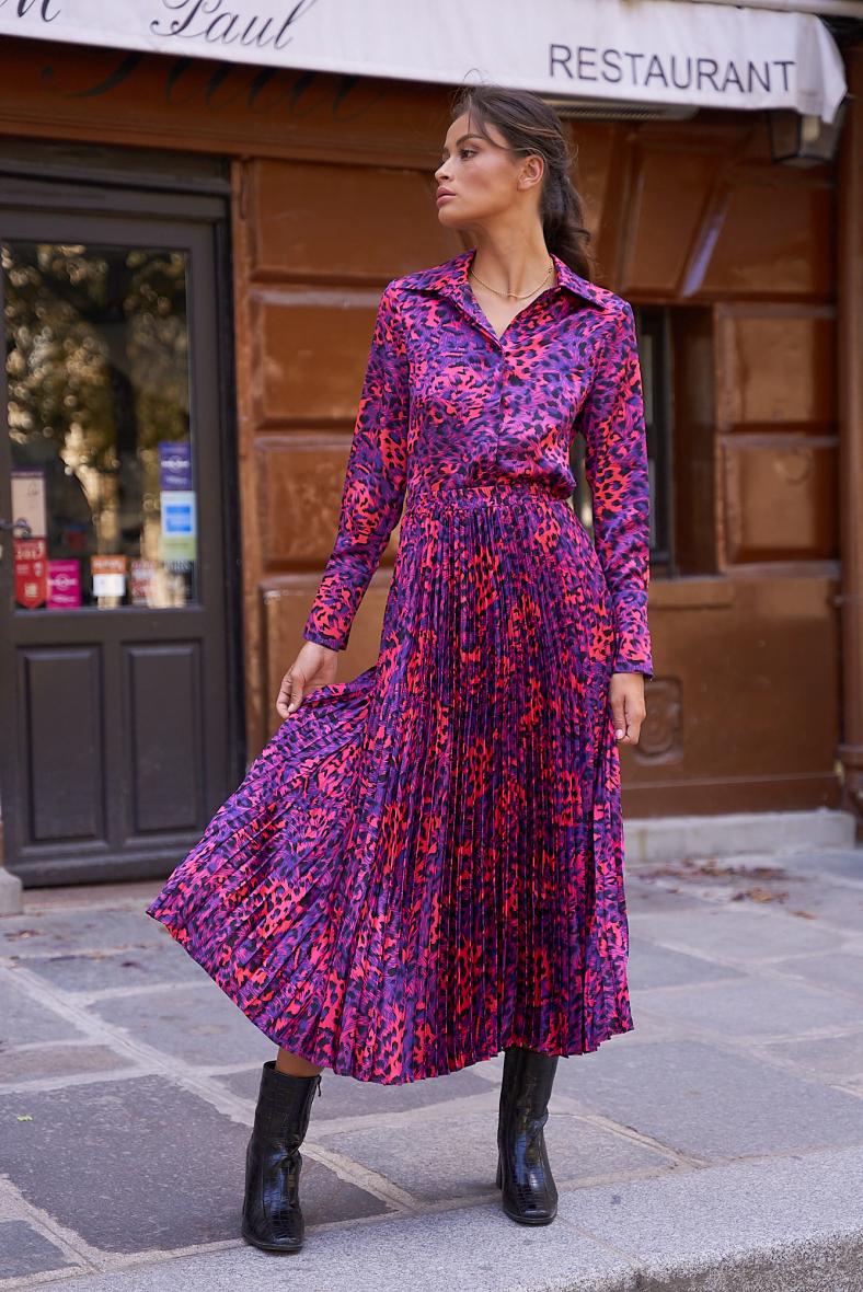 Plisseerock Leopard – Pink & Lila – LACLARA mediterrane Mode