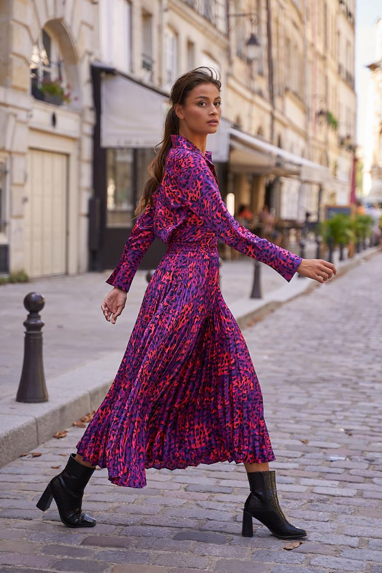 Plisseerock Leopard – Pink & Lila – LACLARA mediterrane Mode