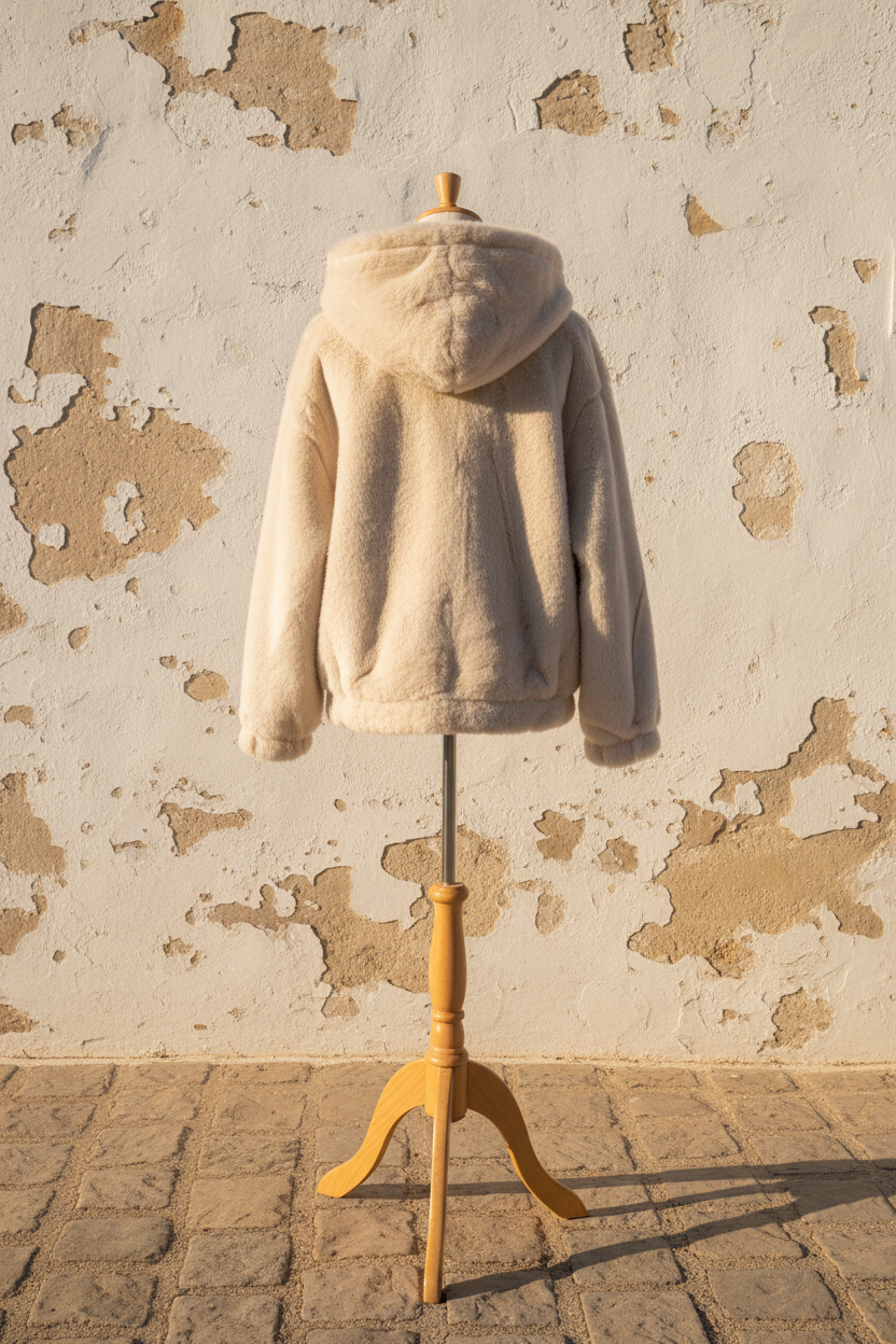 Wendejacke Kunstleder & Fellimitat mit Kapuze – LACLARA mediterrane Mode