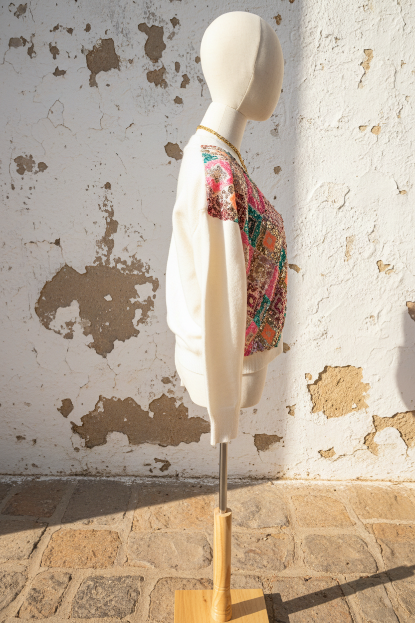 Pailletten Cardigan – Model Walking Shot