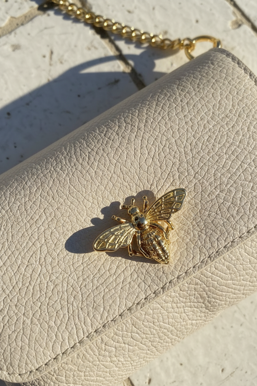 Bee Bag – Seitenansicht mit Lederriemen