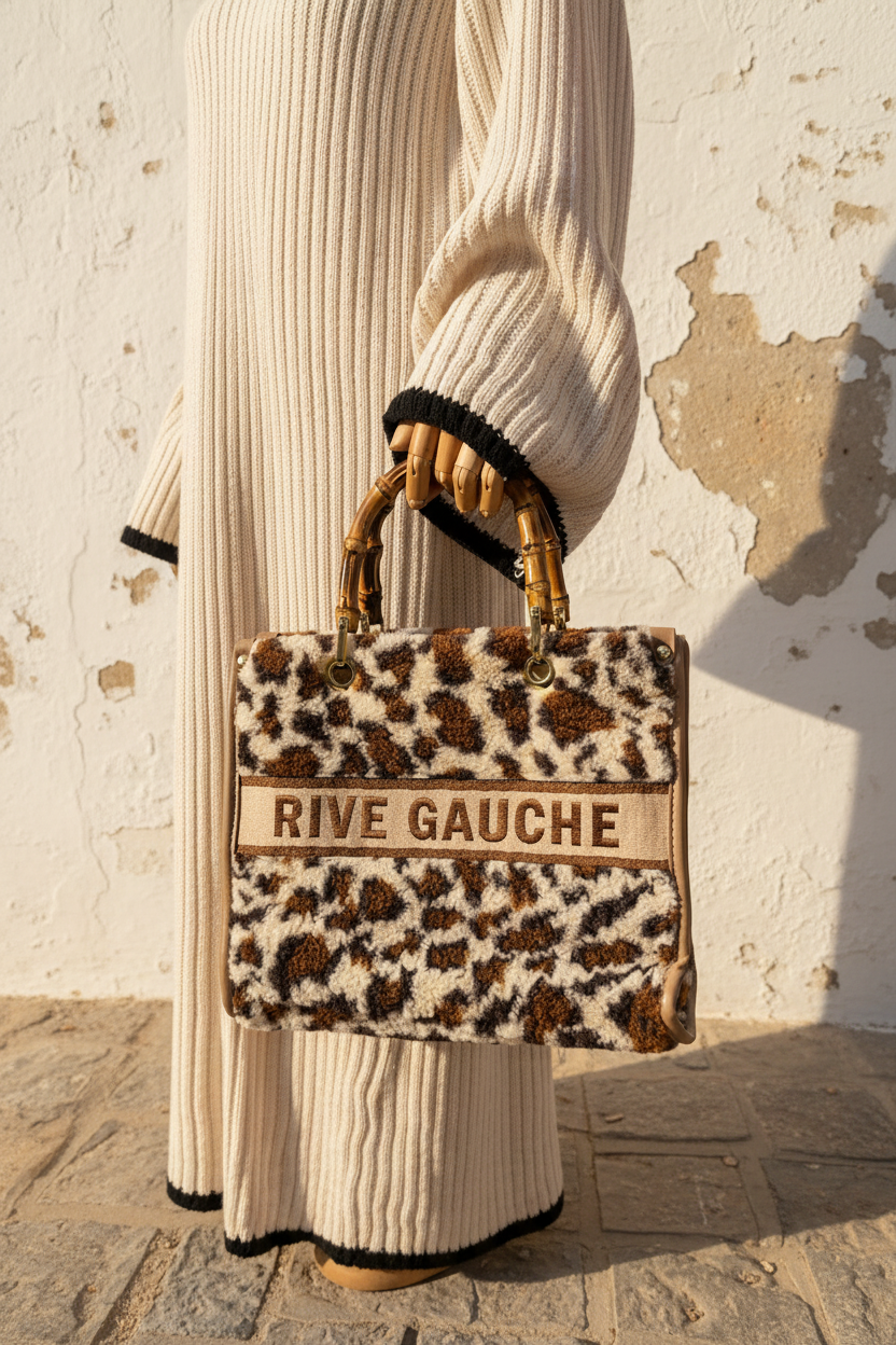 Rive Gauche Teddy Leo Bag – Flat Lay mit Umhängeriemen