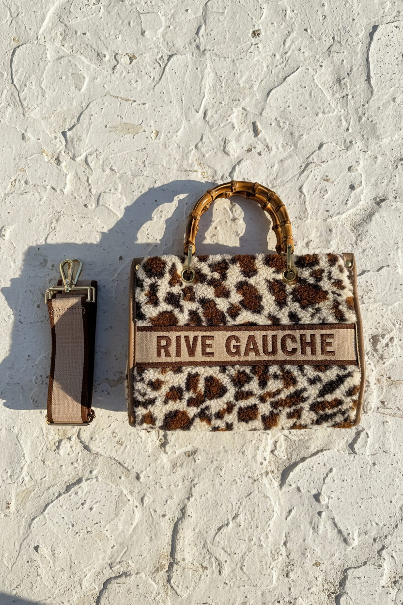 Rive Gauche Bag – Detail Bambus-Griff und Stickerei