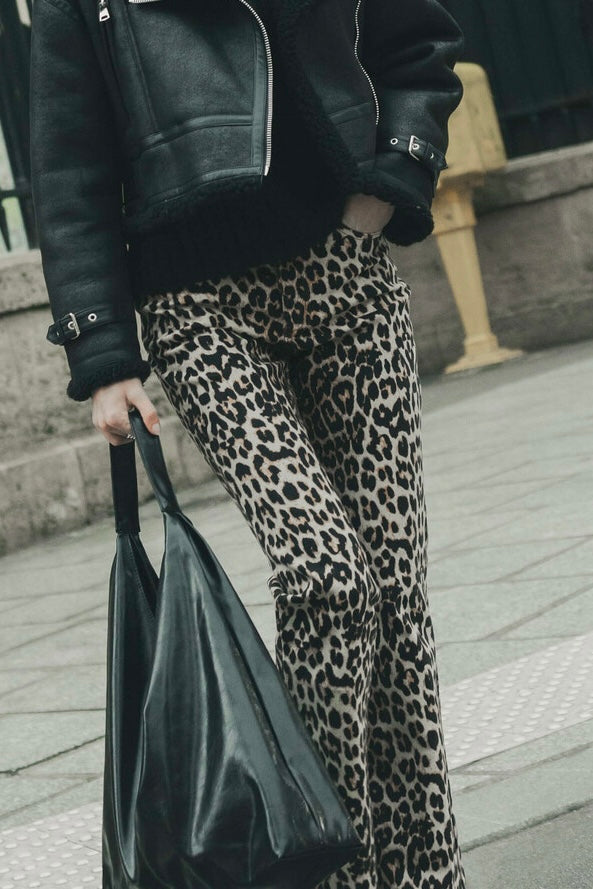Flared Jeans Leopard Print Bio-Baumwolle – LACLARA mediterrane Mode