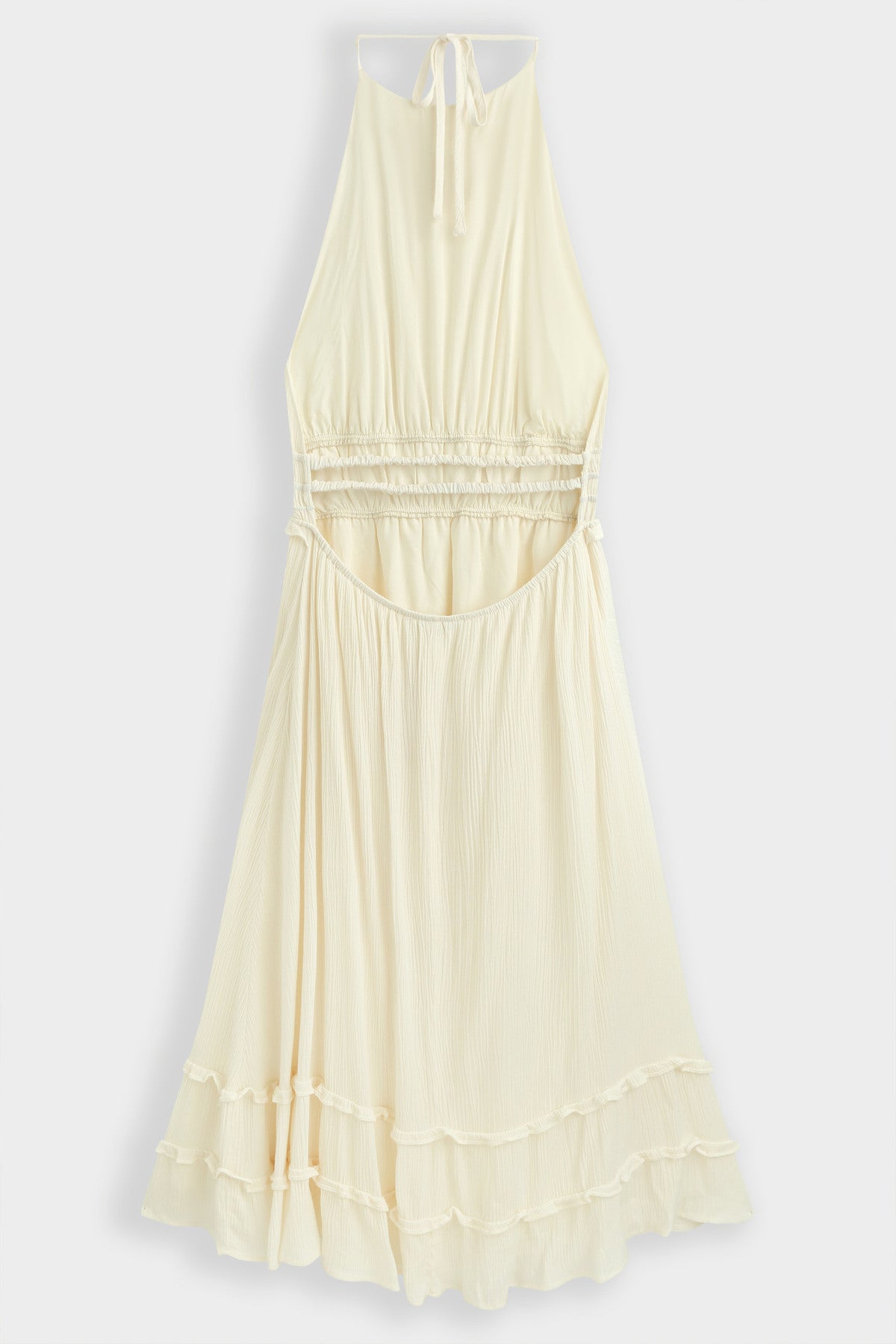 Viskose Sommerkleid mit Rückenausschnitt — Creme – LACLARA mediterrane Mode