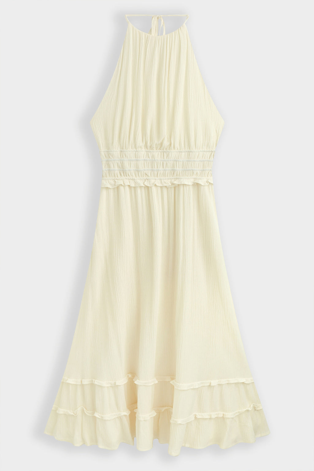 Viskose Sommerkleid mit Rückenausschnitt — Creme – LACLARA mediterrane Mode