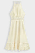 Viskose Sommerkleid mit Rückenausschnitt — Creme – LACLARA mediterrane Mode