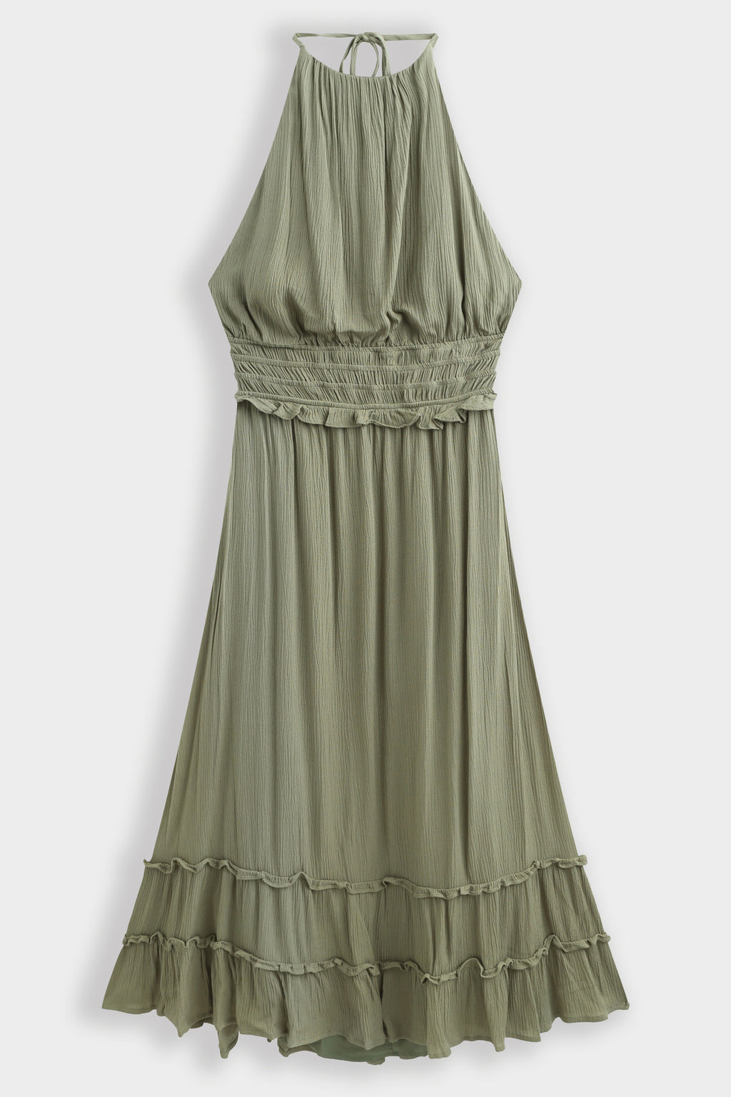 Viskose Sommerkleid mit Rückenausschnitt — Khaki – LACLARA mediterrane Mode