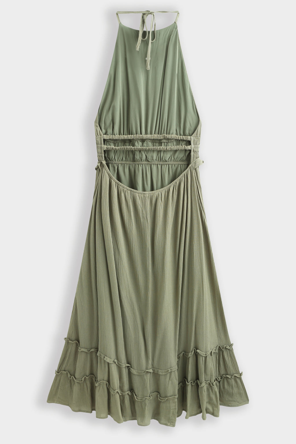Viskose Sommerkleid mit Rückenausschnitt — Khaki – LACLARA mediterrane Mode