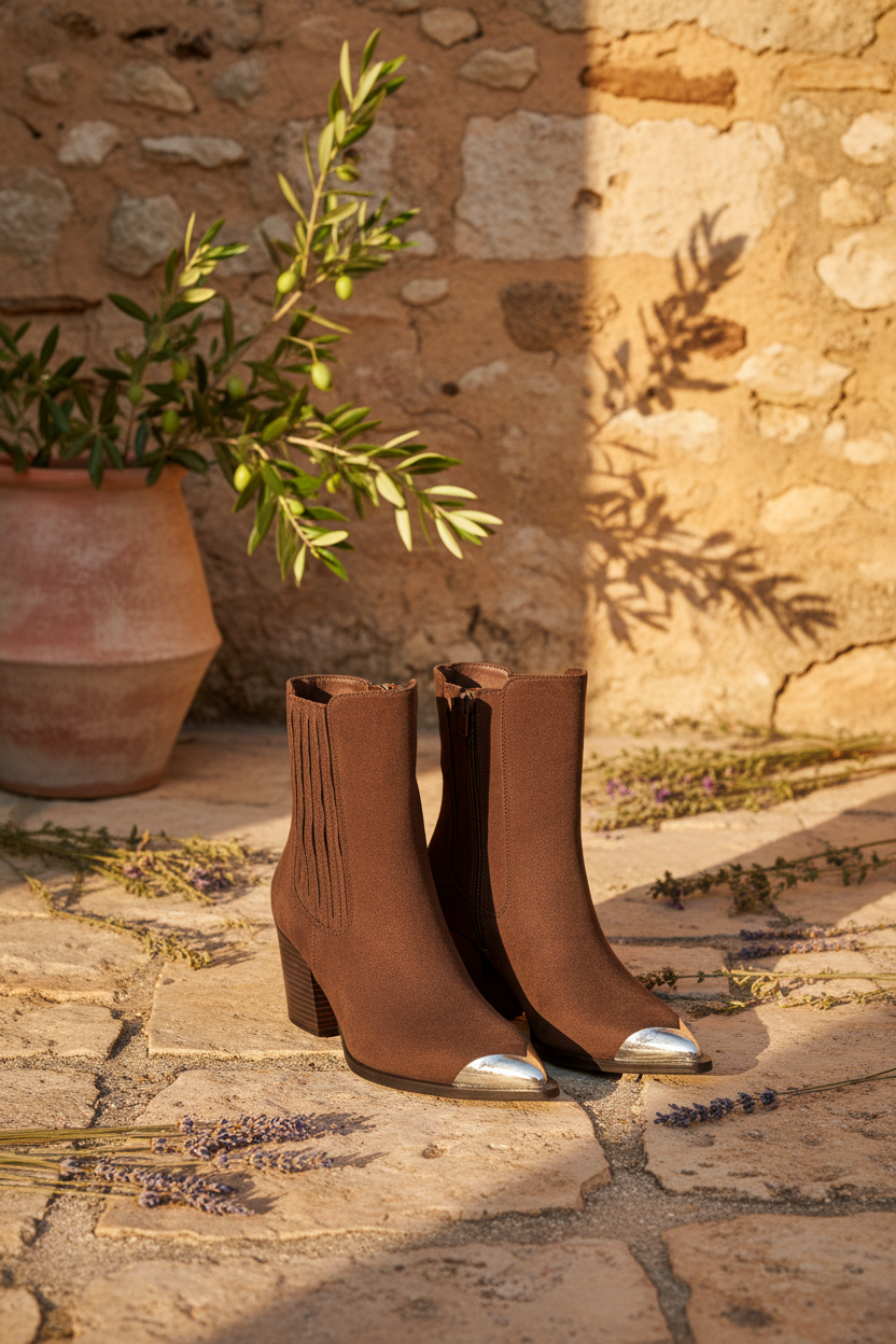 Boho Western Boot – Braun & Silber – LACLARA mediterrane Mode