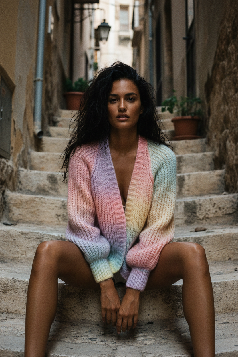 Venus – Oversized Cardigan Rainbow – LACLARA mediterrane Mode