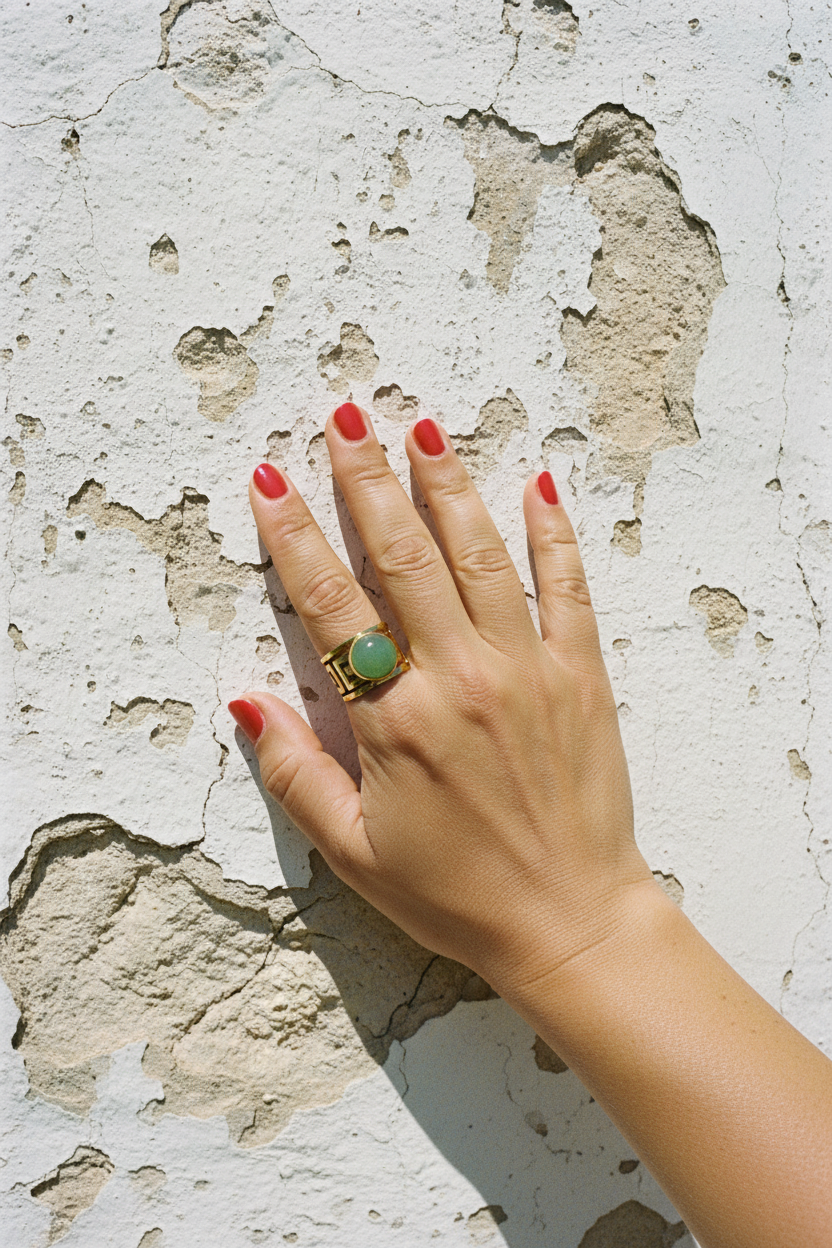 Statement Ring Gold mit grünem Stein – LACLARA mediterrane Mode