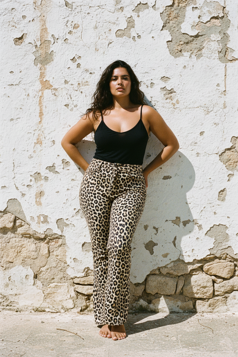 Flared Jeans Leopard Print Bio-Baumwolle – LACLARA mediterrane Mode
