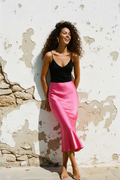 Bella Satin Midi Rock – Hot Pink – LACLARA mediterrane Mode