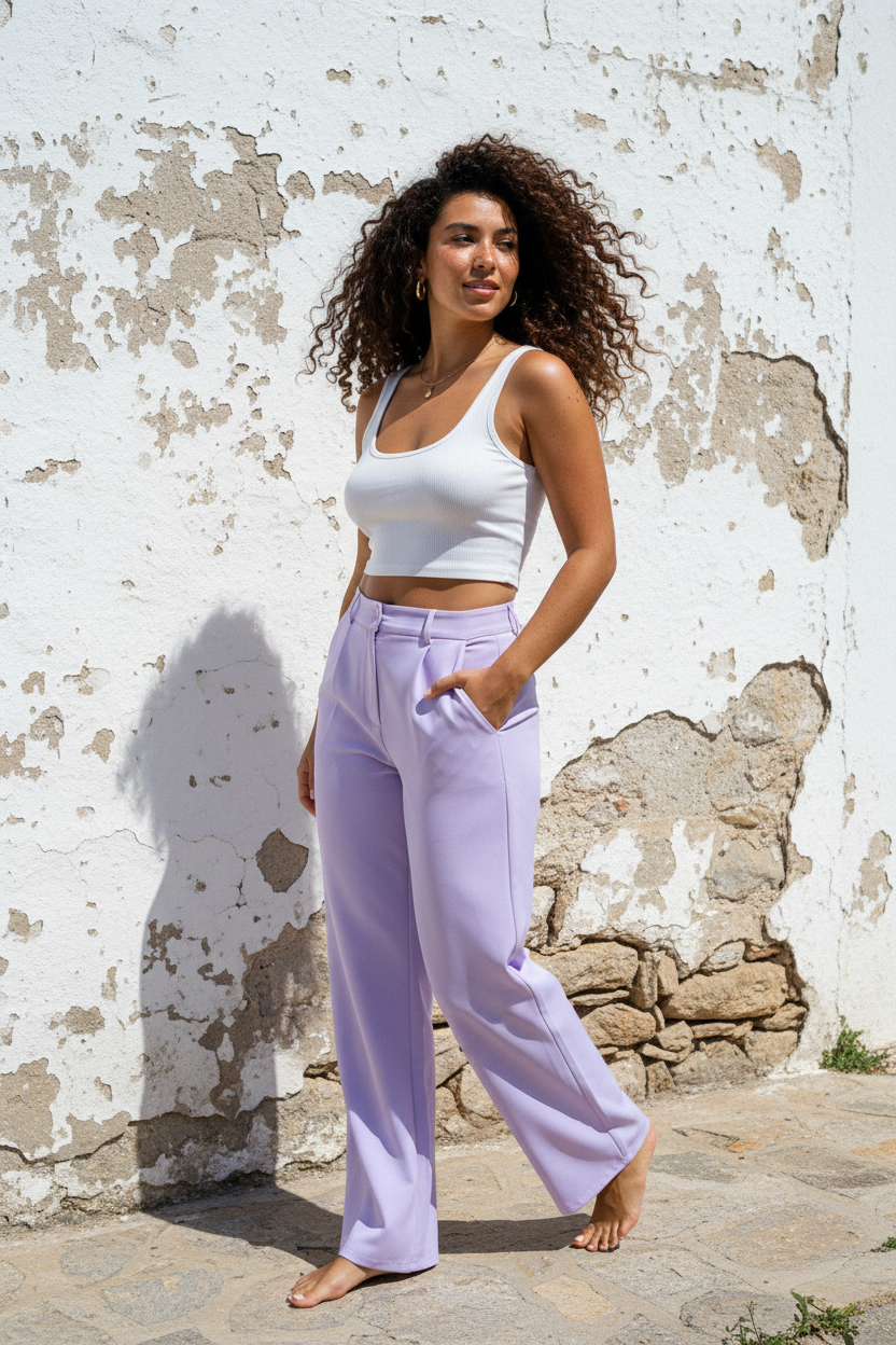Wide Leg Hose – Lavendel – LACLARA mediterrane Mode