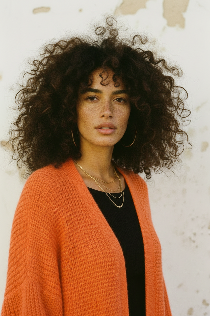 Oversized Strickjacke — Leuchtendes Sommer-Orange – LACLARA mediterrane Mode
