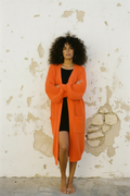 Oversized Strickjacke — Leuchtendes Sommer-Orange – LACLARA mediterrane Mode