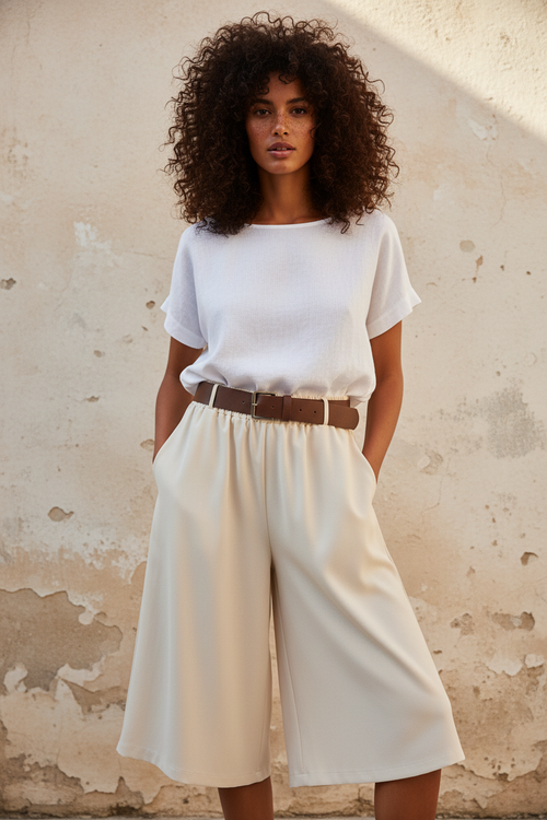 Boho Culotte mit Gürtel - mediterrane Sommerhose – LACLARA mediterrane Mode
