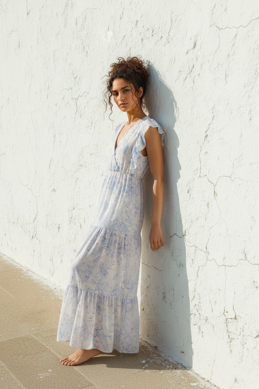 Azzurra Maxi-Kleid – Rock im Wind