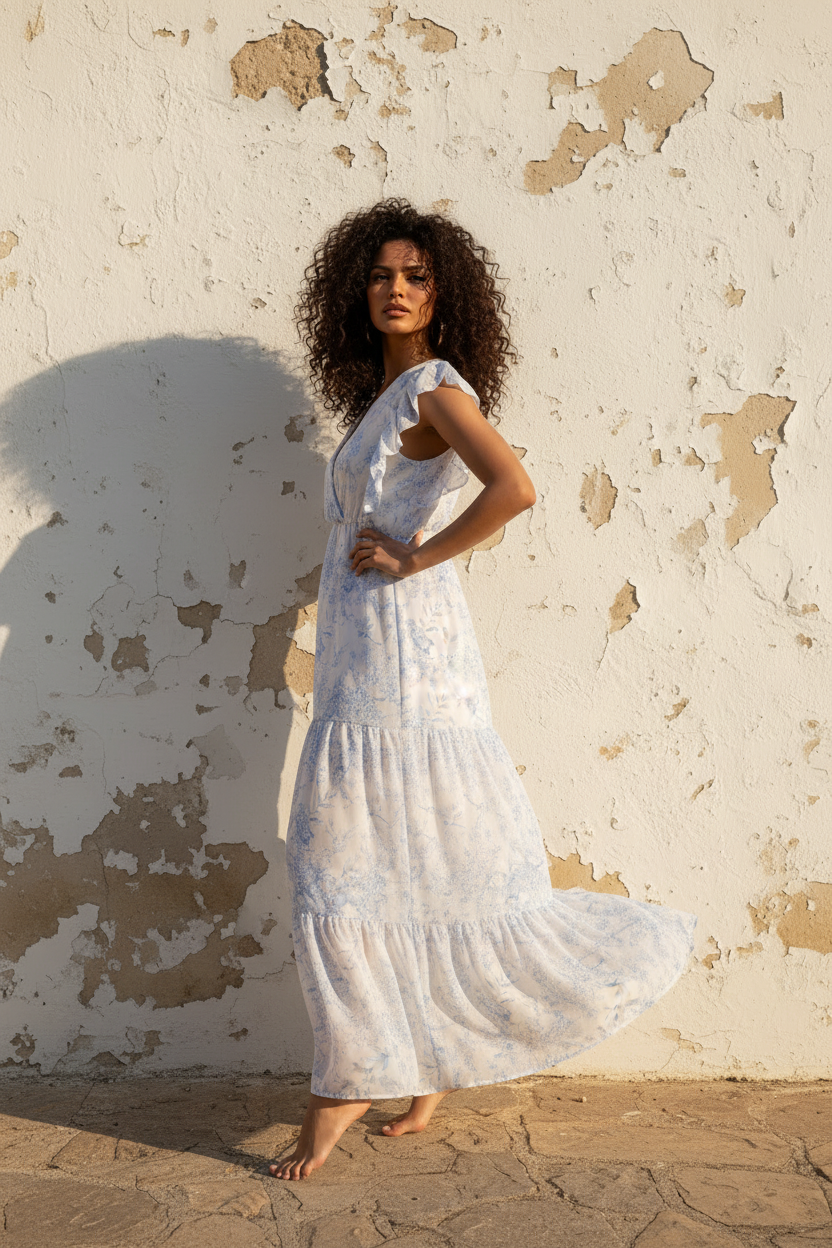 Azzurra Maxi-Kleid – Detailansicht
