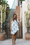 One-Shoulder Kleid Weiß Paisley-Print Ibiza – LACLARA mediterrane Mode