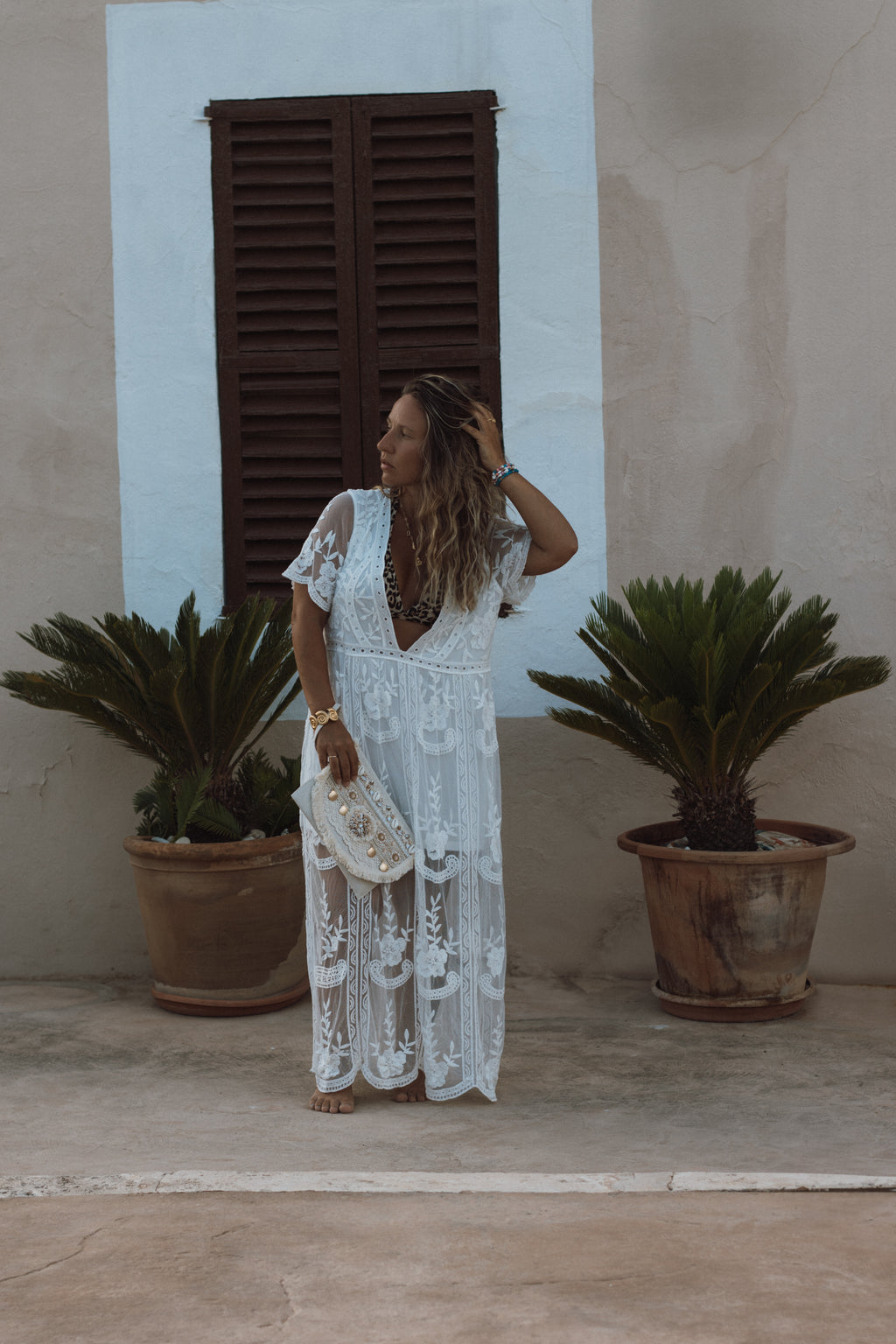 Weißes Boho Spitzenkleid – Sommerkleid Maxikleid – LACLARA mediterrane Mode