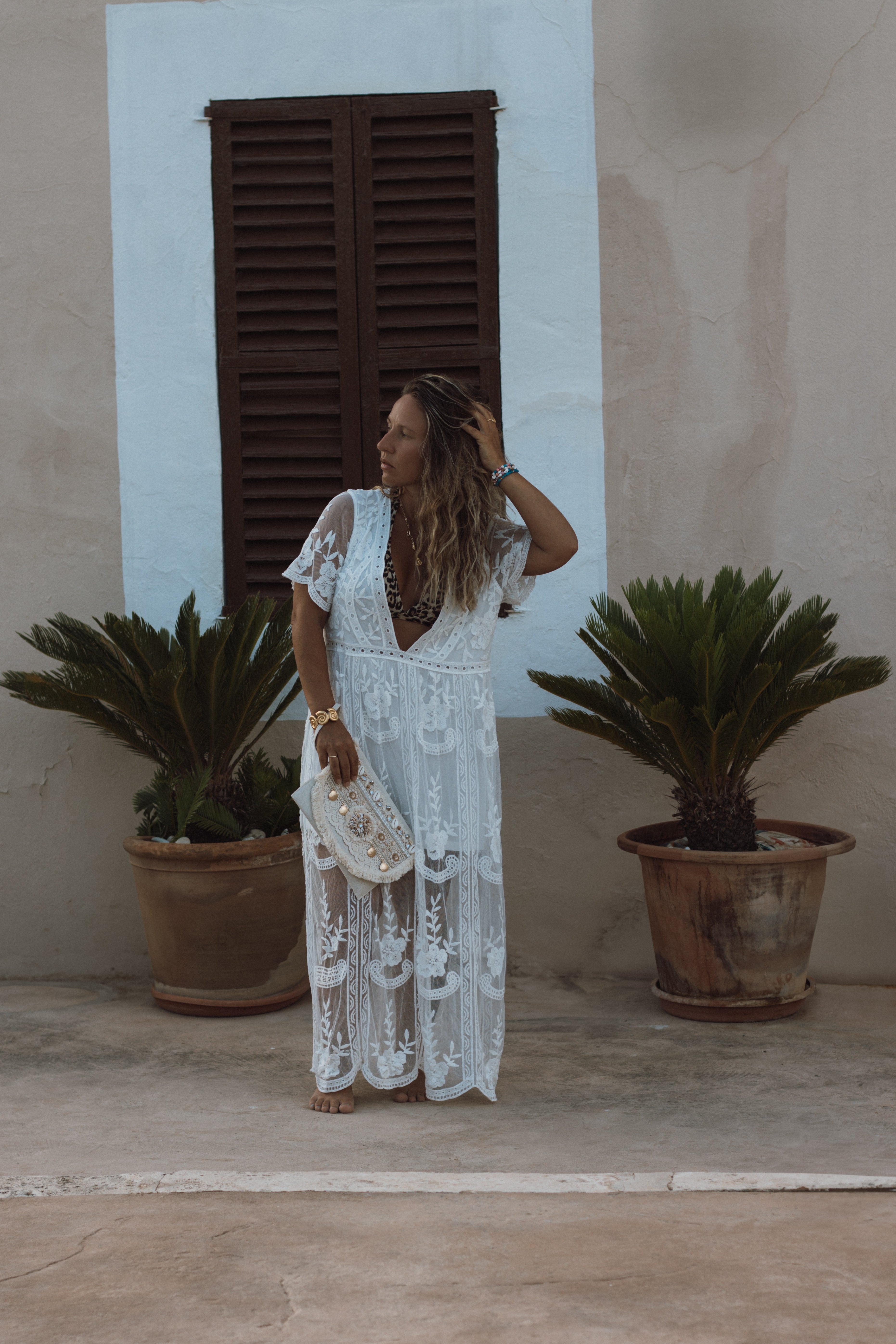 Weißes Boho Spitzenkleid – Sommerkleid Maxikleid – LACLARA mediterrane Mode