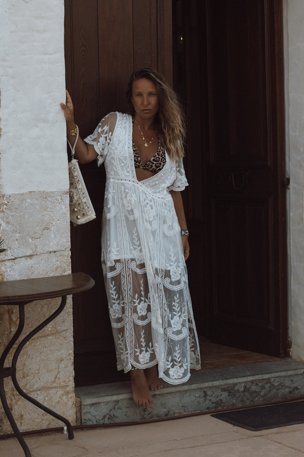 Weißes Boho Spitzenkleid – Sommerkleid Maxikleid – LACLARA mediterrane Mode