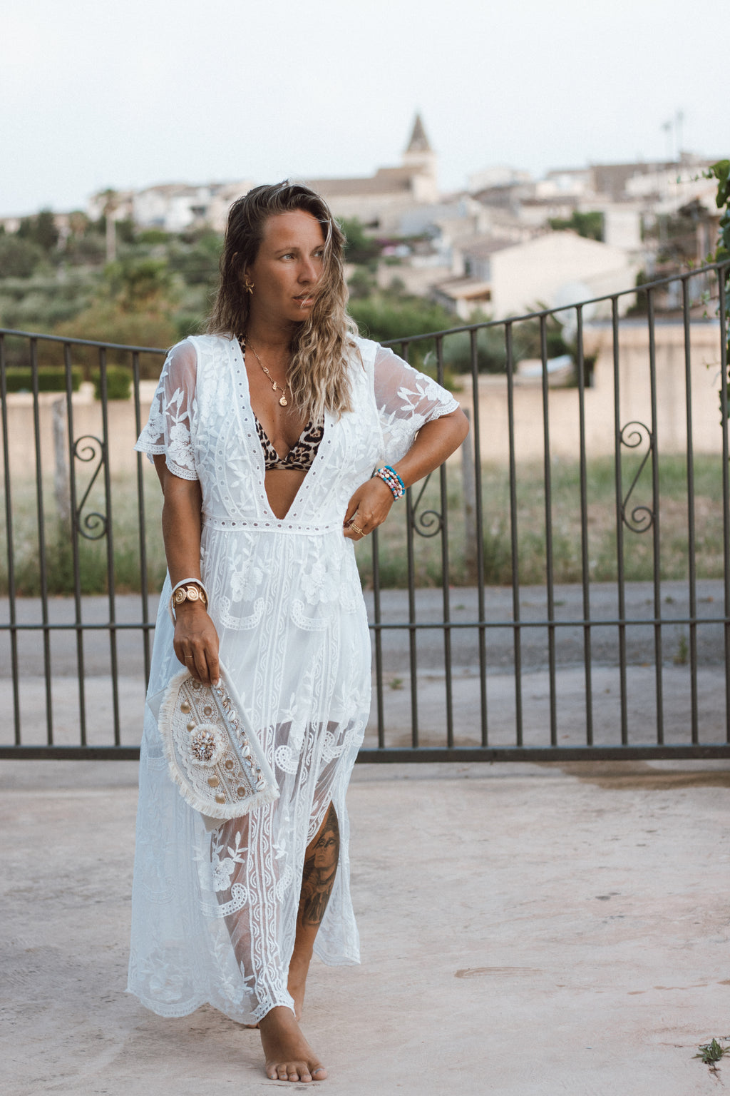 Weißes Boho Spitzenkleid – Sommerkleid Maxikleid – LACLARA mediterrane Mode