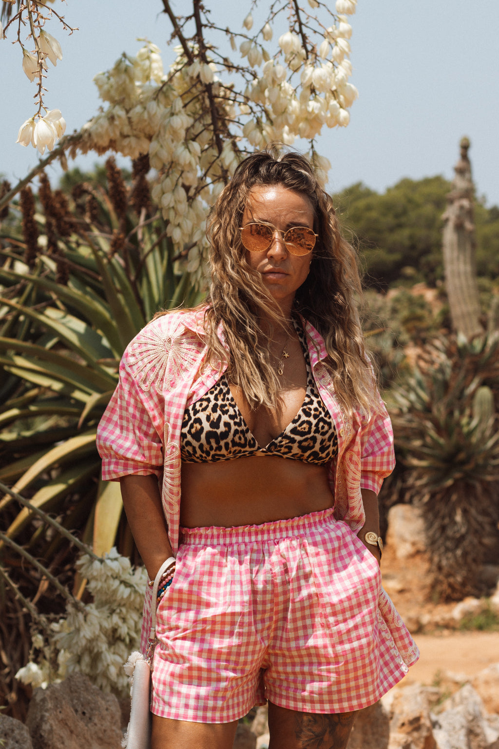 Vichy Set Rosa — Hemd & Shorts – LACLARA mediterrane Mode