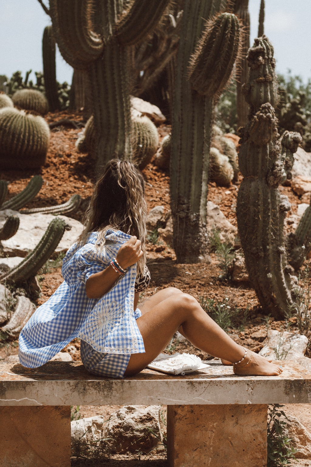 Vichy Set Azzurro — Hemd & Shorts – LACLARA mediterrane Mode