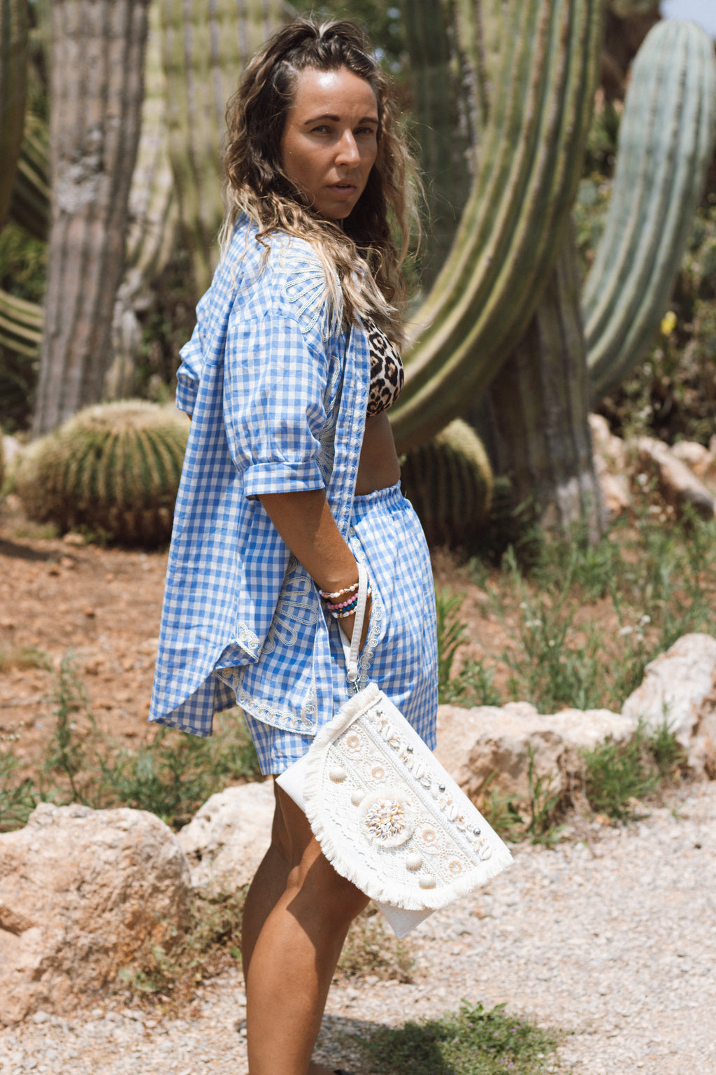 Vichy Set Azzurro — Hemd & Shorts – LACLARA mediterrane Mode