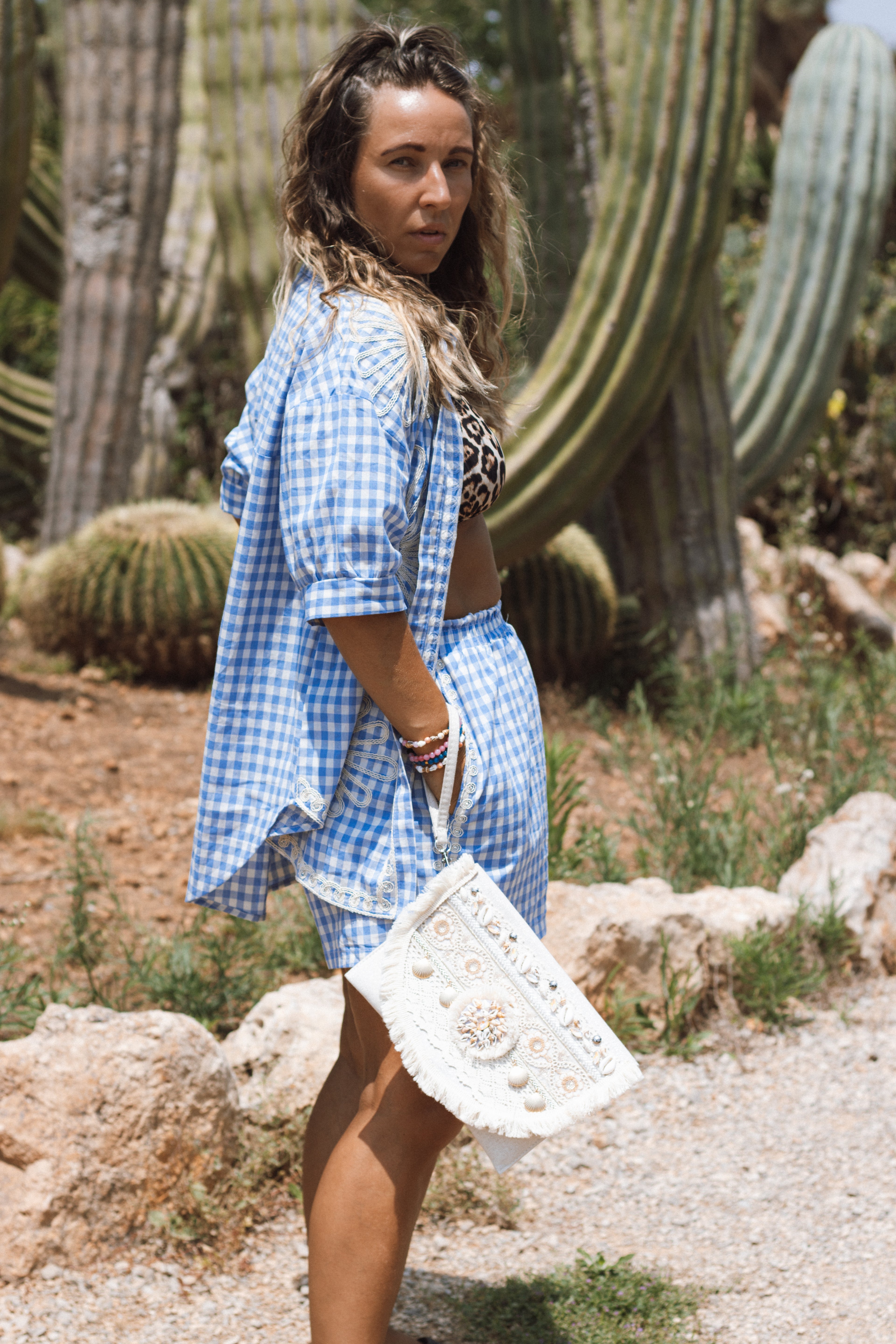 Vichy Set Azzurro — Hemd & Shorts – LACLARA mediterrane Mode