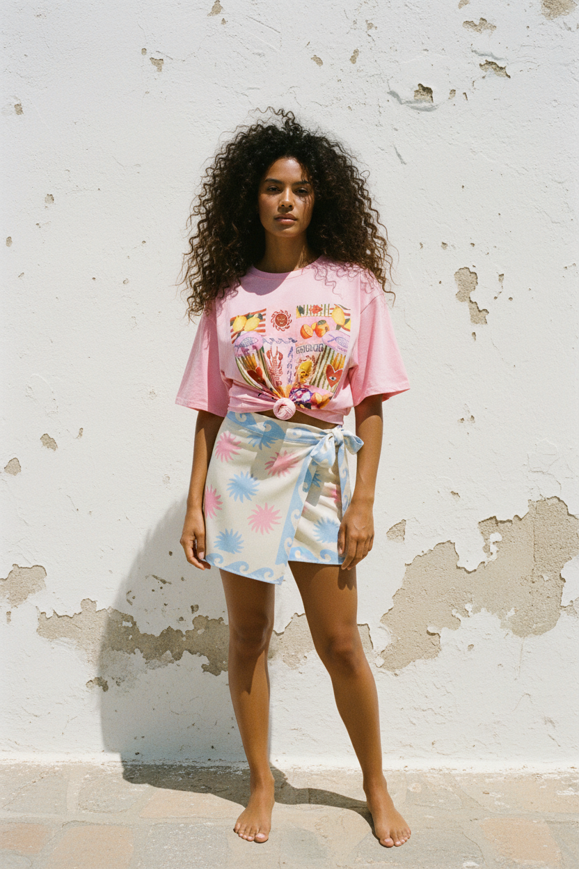 Sicily Graphic Shirt Rosa – Frontansicht
