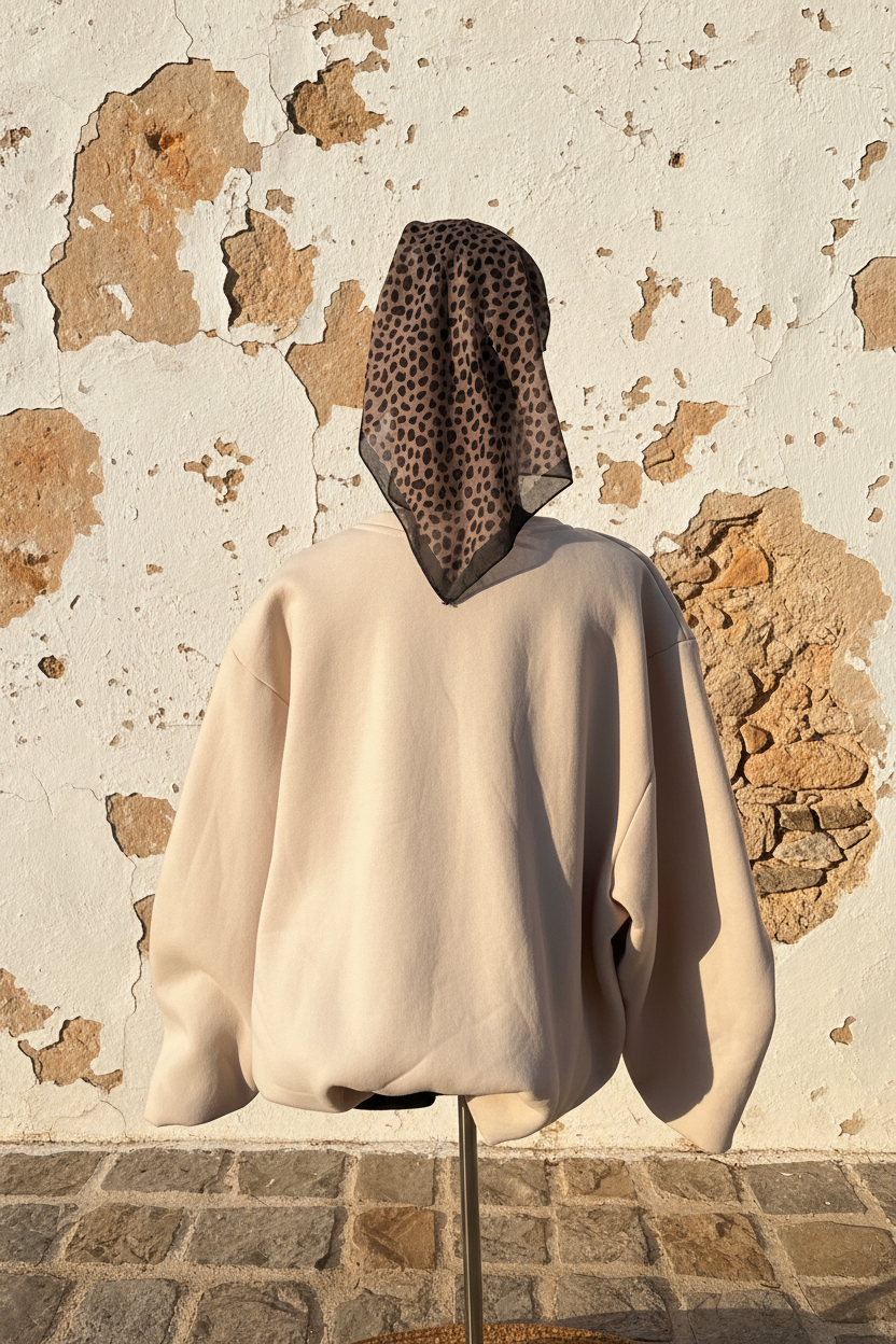Oversized Pullover – Rückenansicht mediterran